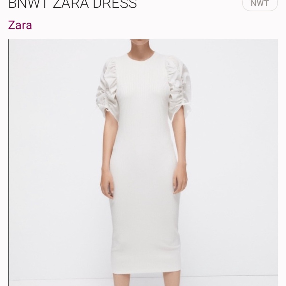 Zara White Ribbed Dress - Picture 7 of 9